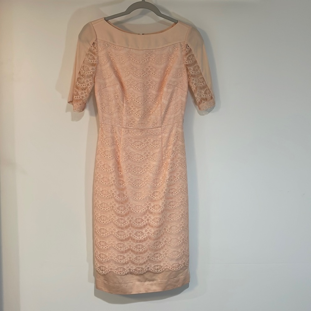 ANTONIO MELANI evening dress. Size 0. Blush pink, full lace.